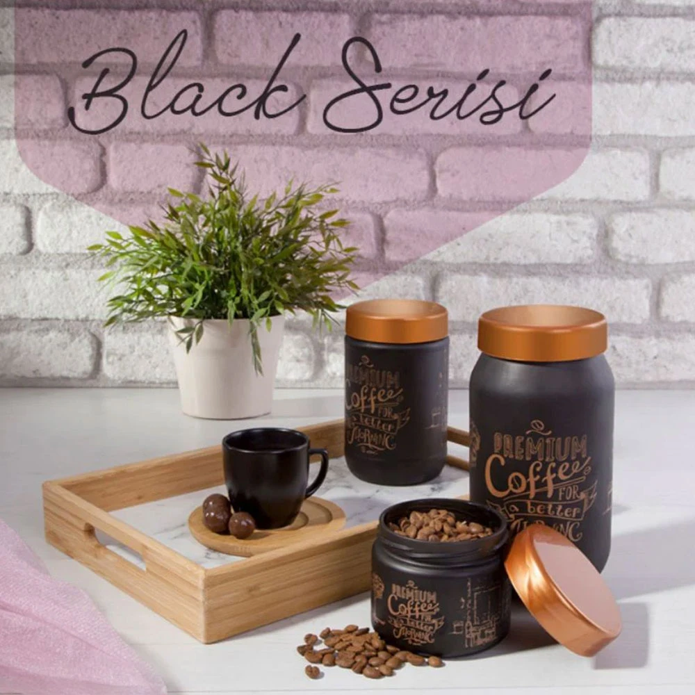 SARINA TRIPLE TOUCH JAR SET BLACK 330/660/1000 ML | S-983 - Image 