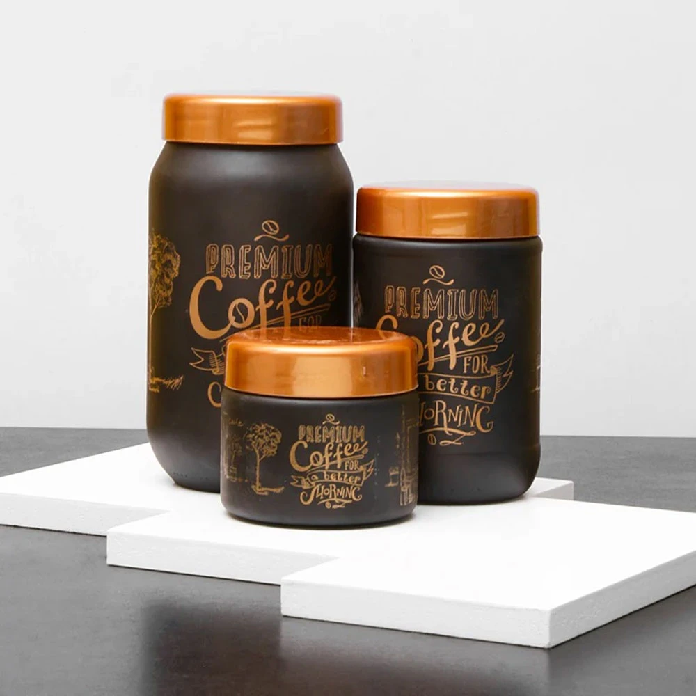 SARINA TRIPLE TOUCH JAR SET BLACK 330/660/1000 ML | S-983 - Image 