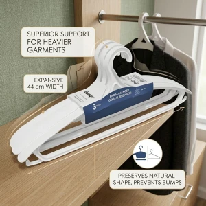 3PCS PLASTIC BROAD CLOTHES HANGER | 5205 - Image 
