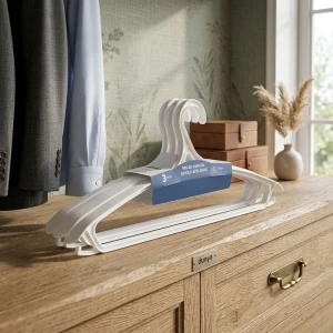 3PCS PLASTIC BROAD CLOTHES HANGER | 5205 - Image 