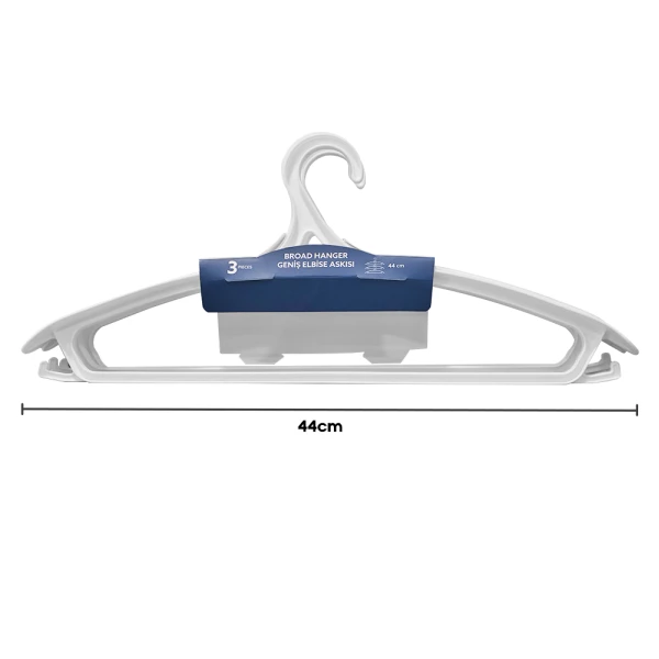 3PCS PLASTIC BROAD CLOTHES HANGER | 5205 - Image 