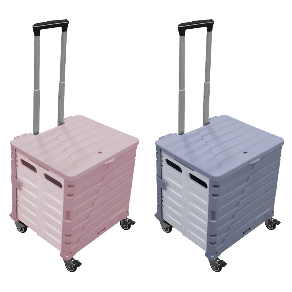 Portable storage box on wheel in pink and light blue