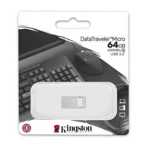 KINGSTON 64GB DATA TRAVELER MICRO USB FLASH DRIVE W/ULTRA-SM PREMIUM METAL DESIGN | DTMC3G2/64GB - Image 