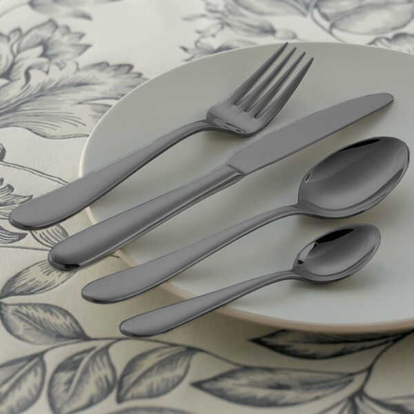 EPICURE 16 PIECES BLACK STAINLESS STEEL CUTLERY SET | EP-16SET-BK8 - Image 