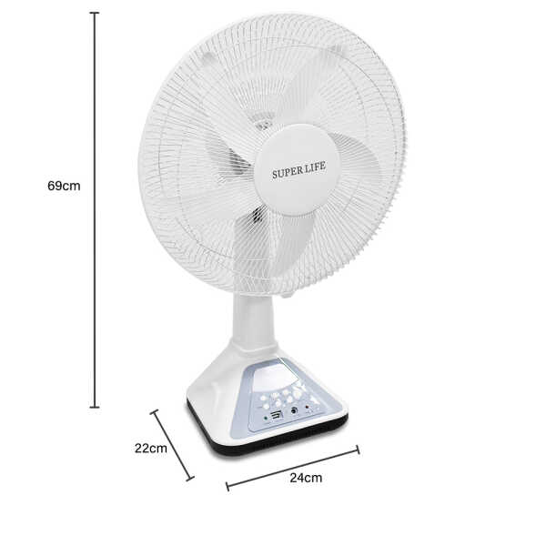 SUPERLIFE 16" RECHARGEABLE SOLAR TABLE FAN SET | KL-316M - Image 