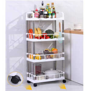MULTI USE WHITE STORAGE RACK WITH 4 TIERS | KTST06-4 - Image 
