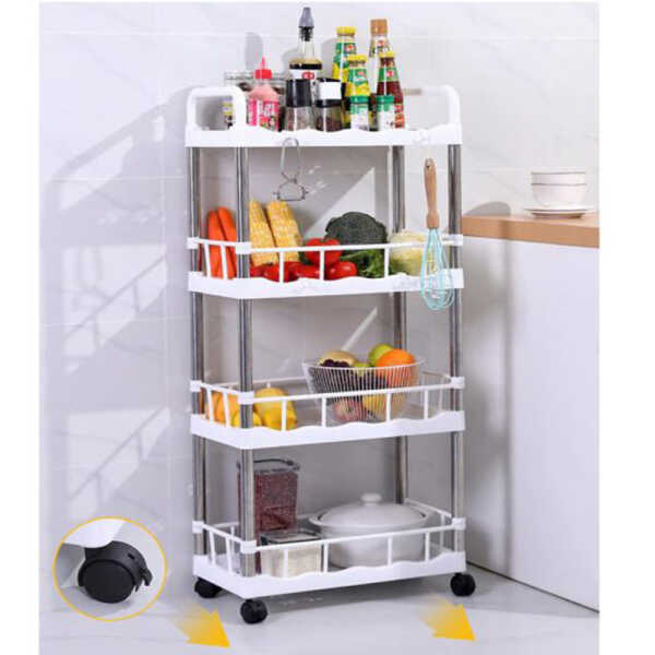 MULTI USE WHITE STORAGE RACK WITH 4 TIERS | KTST06-4 - Image 