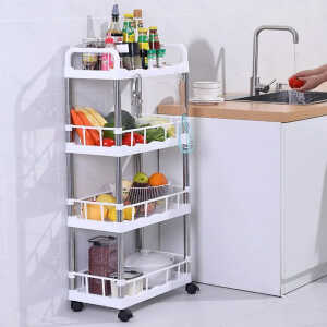 MULTI USE WHITE STORAGE RACK WITH 4 TIERS | KTST06-4 - Image 