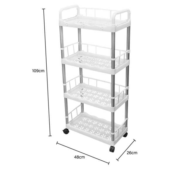 MULTI USE WHITE STORAGE RACK WITH 4 TIERS | KTST06-4 - Image 