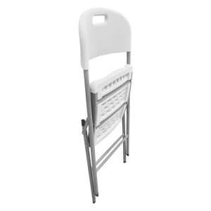 PLASTIC FOLDING CHAIR WHITE WITH GREY FRAME | LT-FC001 - Image 
