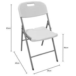 PLASTIC FOLDING CHAIR WHITE WITH GREY FRAME | LT-FC001 - Image 