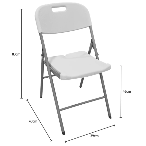 PLASTIC FOLDING CHAIR WHITE WITH GREY FRAME | LT-FC001 - Image 
