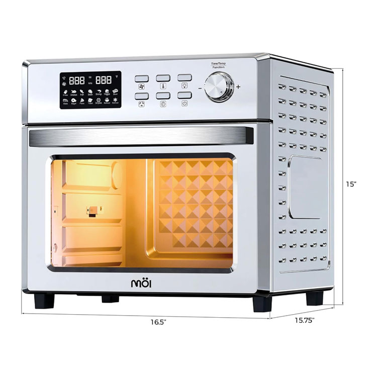 Stainless steel Moi air fryer oven with dimensions