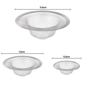 3PCS SINK STRAINER STAINLESS STEEL 5.2+7.2+11.2CM | MUK21393 - Image 