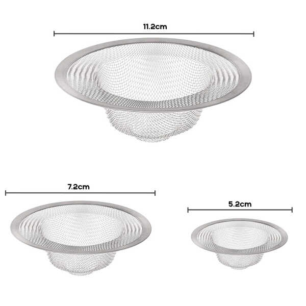 3PCS SINK STRAINER STAINLESS STEEL 5.2+7.2+11.2CM | MUK21393 - Image 