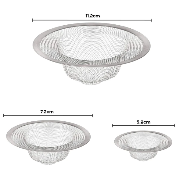 Stainless steel drain strainers with fine mesh for kitchen sink protection
