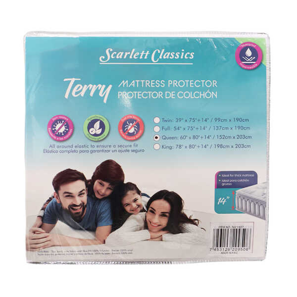 SCARLET CLASSICS TERRY QUEEN WATERPROOF MATTRESS PROTECTOR | NV-1427 - Image 1