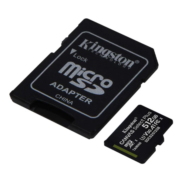 KINGSTON MEMORY CARD 512GB CANVAS SELECT PLUS UHS-I MICRO SDXC W/SD ADAPTER | SDCS2/512GB - Image 
