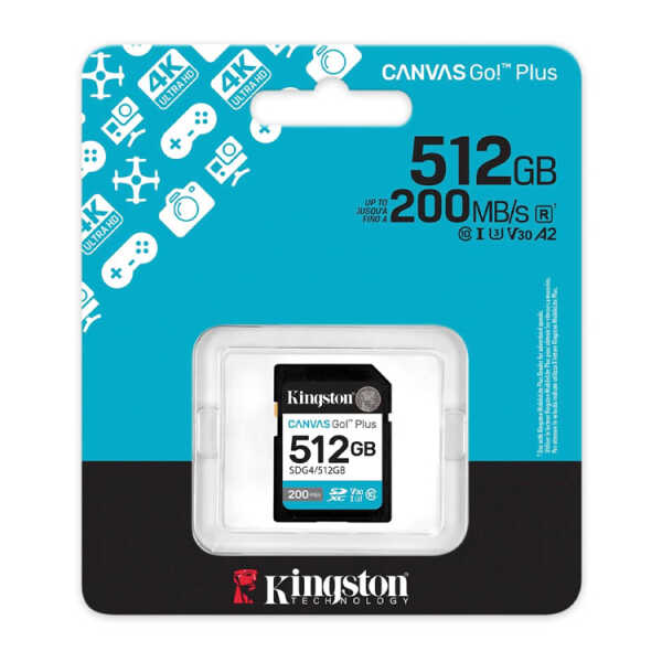 KINGSTON CANVAS GO PLUS SD MEMORY CARD 512GB | SDG4/512GB - Image 