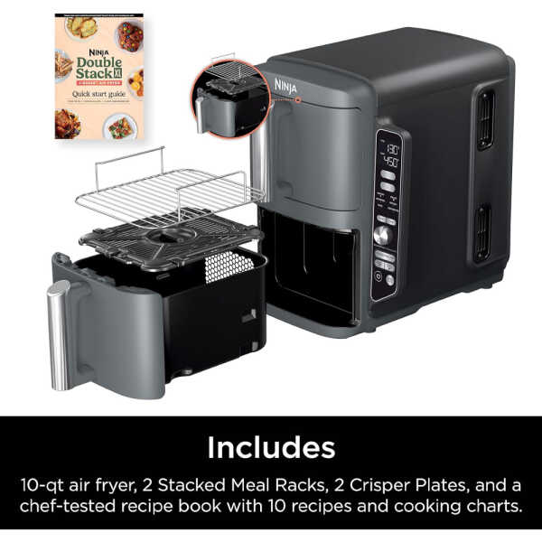 NINJA 10QT 6 IN 1 DOUBLE STACK AIR FRYER WITH TWO XL BASKETS | SL401 - Image 
