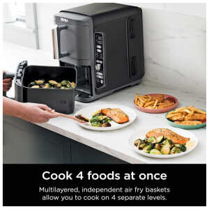 NINJA 10QT 6 IN 1 DOUBLE STACK AIR FRYER WITH TWO XL BASKETS | SL401 - Image 