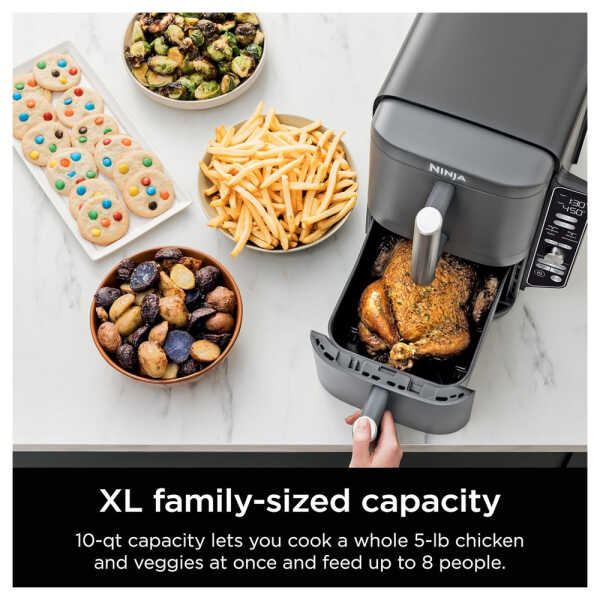 NINJA 10QT 6 IN 1 DOUBLE STACK AIR FRYER WITH TWO XL BASKETS | SL401 - Image 