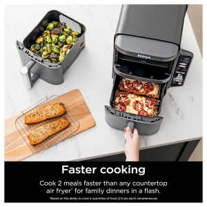 NINJA 10QT 6 IN 1 DOUBLE STACK AIR FRYER WITH TWO XL BASKETS | SL401 - Image 