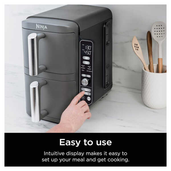 NINJA 10QT 6 IN 1 DOUBLE STACK AIR FRYER WITH TWO XL BASKETS | SL401 - Image 