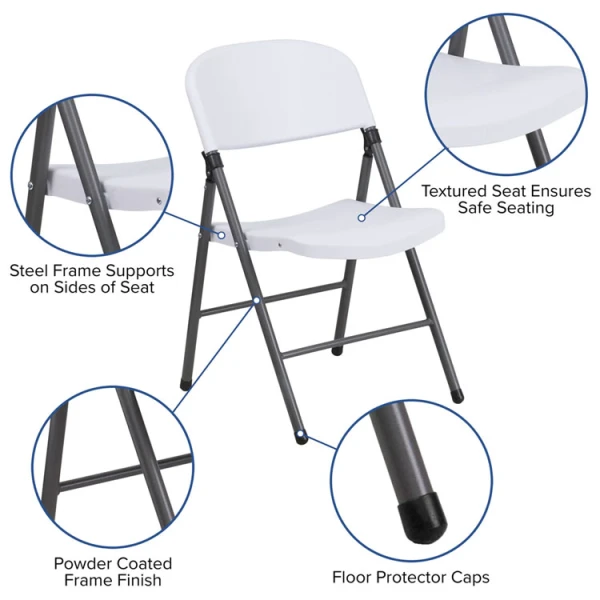 PLASTIC WHITE FOLDABLE CHAIR | YCD-50 - Image 