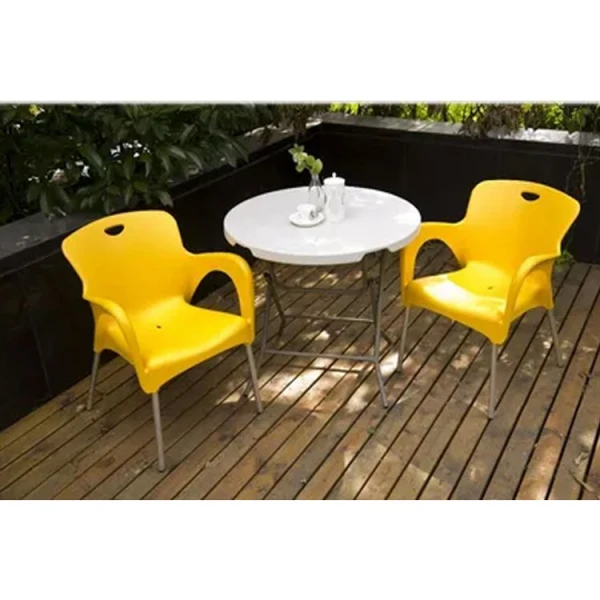 PLASTIC WHITE ROUND FOLDABLE TABLE | YCZ-61R - Image 