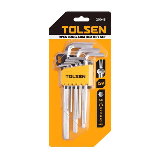TOLSEN 9PCS LONG ARM HEX KEY SET | 20048 - Image 