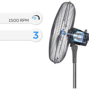 NAVIA 18" PEDESTAL FAN WITH METAL BLADES 127V | A18 - Image 