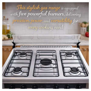 MITSUMI MONACO PLUS 30" 5 BURNERS GAS RANGE BLACK | ATL300001250 - Image 