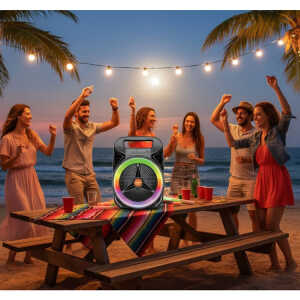 PREMIER 8" BLUETOOTH SPEAKER W/ RGB LIGHTS & FM RADIO | BB-8819TBBR8SBW - Image 