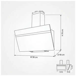 BERKLAYS RANGE HOOD 90CM BLACK GLASS | BH90SLANT.16 BLACK - Image 