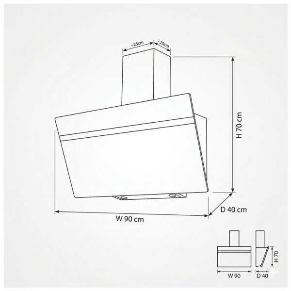 BERKLAYS RANGE HOOD 90CM BLACK GLASS | BH90SLANT.16 BLACK - Image 