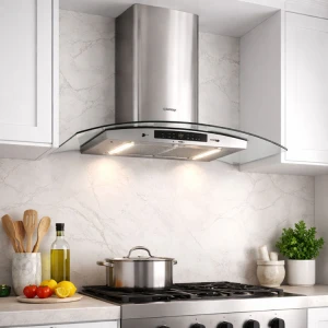 BERKLAYS 90CM RANGE HOOD INOX + GLASS | BHDEC0928.16 - Image 