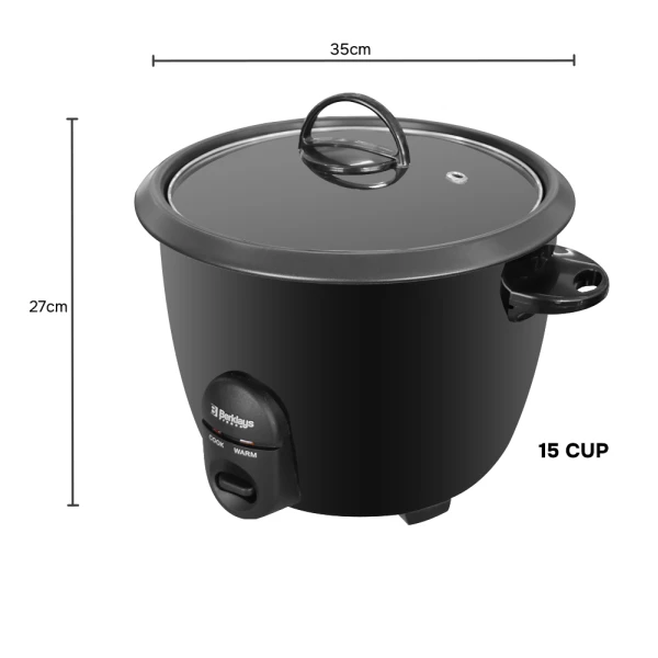 BERKLAYS 15 CUPS BLACK RICE COOKER | BRIZ285BK.16 - Image 