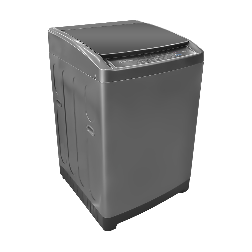 Grey BERKLAYS 18kg Top Load Washer angled view.