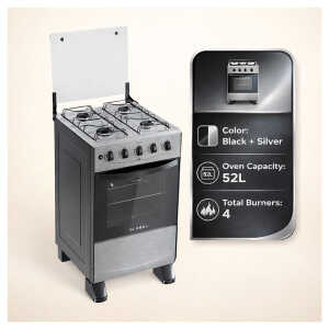 GLOBAL DELICATO 20" 4 BURNERS GAS RANGE SILVER | GB4PSILVER - Image 