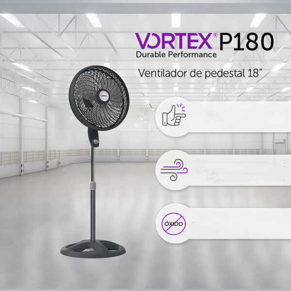 VORTEX 18" PEDESTAL FAN BLACK 127V | P180 - Image 