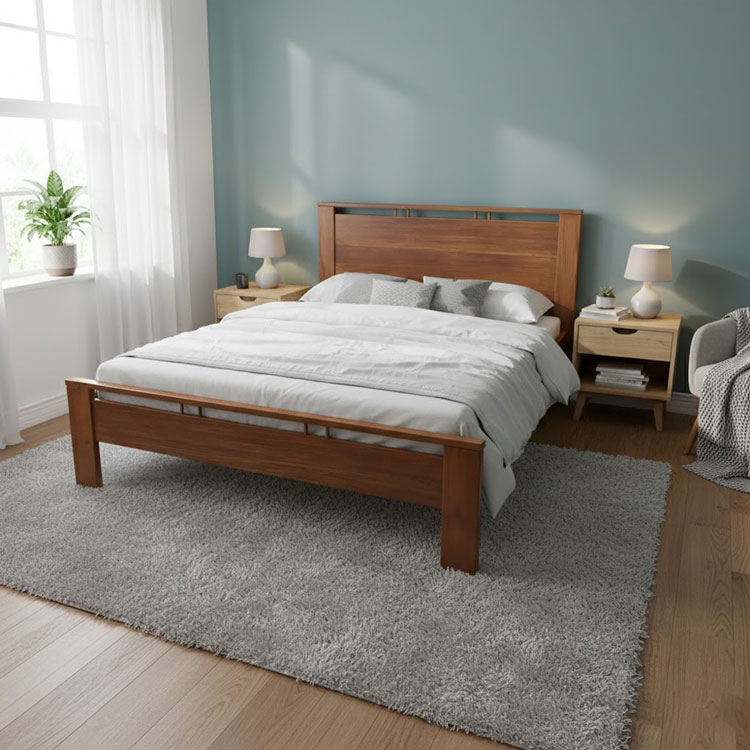 Minimalist PARTO 160X200 bed in bright modern room.