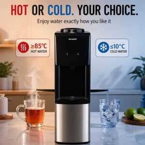 SHARP HOT & COLD WATER DISPENSER 115V BLACK/SILVER | SHA-1242S - Image 