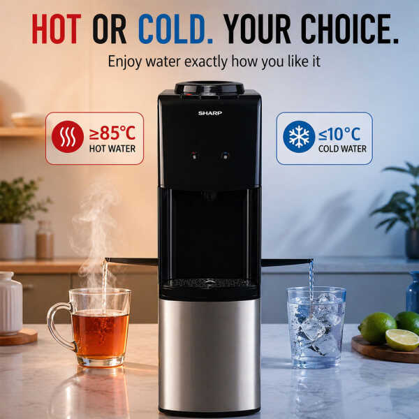 SHARP HOT & COLD WATER DISPENSER 115V BLACK/SILVER | SHA-1242S - Image 