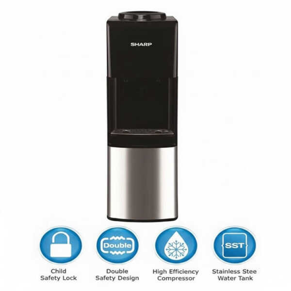 SHARP HOT & COLD WATER DISPENSER 115V BLACK/SILVER | SHA-1242S - Image 