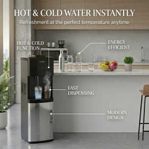 SHARP HOT & COLD WATER DISPENSER 115V BLACK/SILVER | SHA-1242S - Image 
