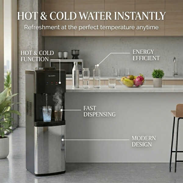 SHARP HOT & COLD WATER DISPENSER 115V BLACK/SILVER | SHA-1242S - Image 