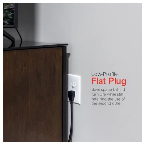 GE 8-OUTLET SURGE PROTECTOR W/ USB TETHER 4FT CORD BLACK | 34117 - Image 