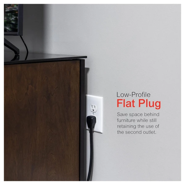 GE 8-OUTLET SURGE PROTECTOR W/ USB TETHER 4FT CORD BLACK | 34117 - Image 