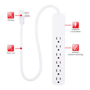 GE 6-OUTLET SURGE PROTECTOR 2 PACK WHITE | 46867 - Image 